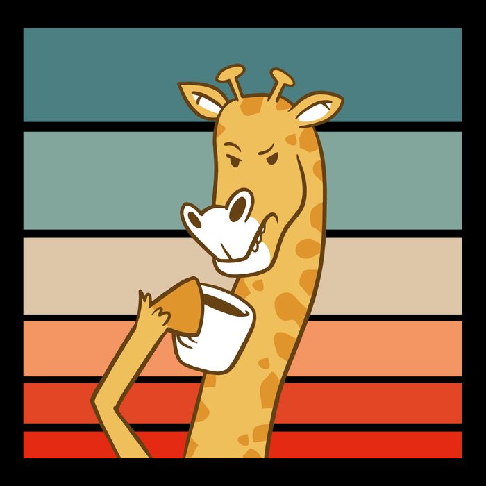 Giraffe Drinking Coffee Retro Sunset Drawstring Bag