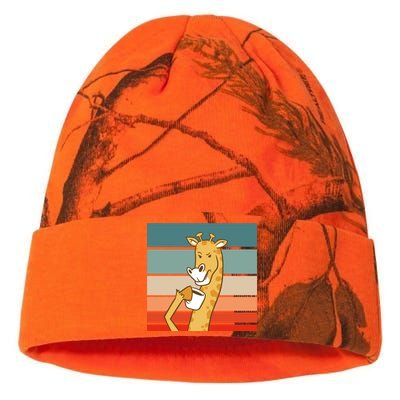 Giraffe Drinking Coffee Retro Sunset Kati Licensed 12" Camo Beanie