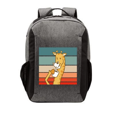 Giraffe Drinking Coffee Retro Sunset Vector Backpack