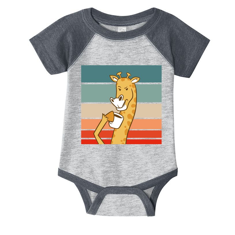 Giraffe Drinking Coffee Retro Sunset Infant Baby Jersey Bodysuit