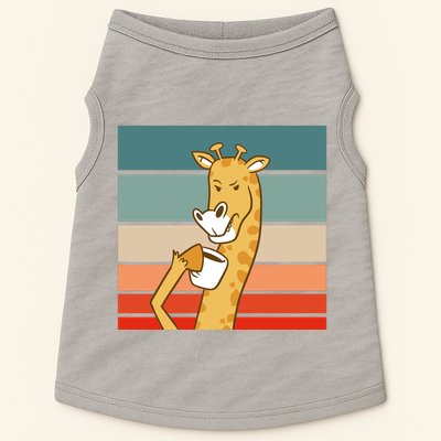 Giraffe Drinking Coffee Retro Sunset Doggie Tank