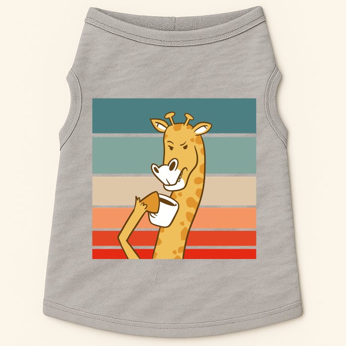 Giraffe Drinking Coffee Retro Sunset Doggie Tank