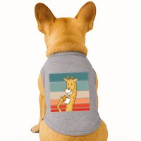 Giraffe Drinking Coffee Retro Sunset Doggie Tank