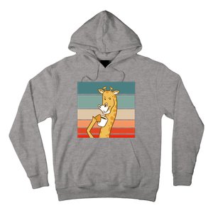 Giraffe Drinking Coffee Retro Sunset Hoodie