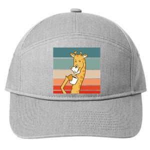 Giraffe Drinking Coffee Retro Sunset 7-Panel Snapback Hat