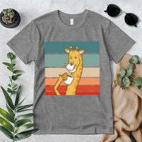 Giraffe Drinking Coffee Retro Sunset Premium T-Shirt