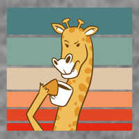 Giraffe Drinking Coffee Retro Sunset Premium T-Shirt