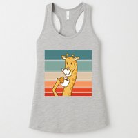 Giraffe Drinking Coffee Retro Sunset Womens Tank Top