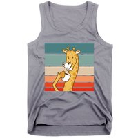 Giraffe Drinking Coffee Retro Sunset Tank Top