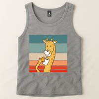 Giraffe Drinking Coffee Retro Sunset Tank Top