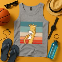 Giraffe Drinking Coffee Retro Sunset Tank Top
