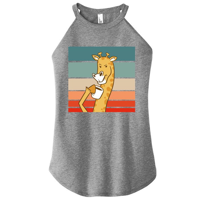 Giraffe Drinking Coffee Retro Sunset Women's Perfect Tri Rocker Tank
