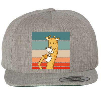 Giraffe Drinking Coffee Retro Sunset Wool Snapback Cap