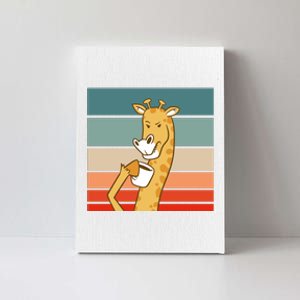 Giraffe Drinking Coffee Retro Sunset Canvas