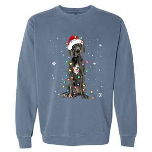 Great Dane Csanta Hat Fairy Lights Pajama Dog Lover Garment-Dyed Sweatshirt