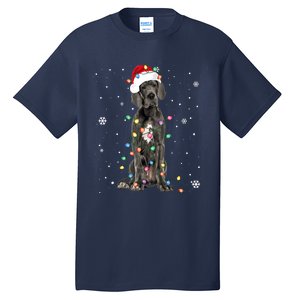 Great Dane Csanta Hat Fairy Lights Pajama Dog Lover Tall T-Shirt