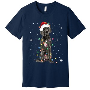 Great Dane Csanta Hat Fairy Lights Pajama Dog Lover Premium T-Shirt