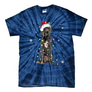 Great Dane Csanta Hat Fairy Lights Pajama Dog Lover Tie-Dye T-Shirt