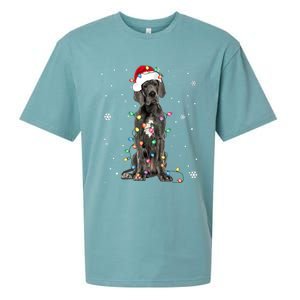 Great Dane Csanta Hat Fairy Lights Pajama Dog Lover Sueded Cloud Jersey T-Shirt