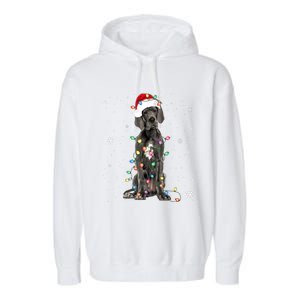 Great Dane Csanta Hat Fairy Lights Pajama Dog Lover Garment-Dyed Fleece Hoodie