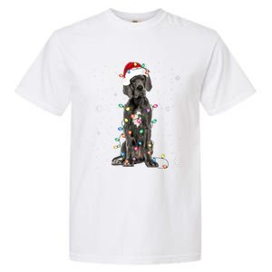 Great Dane Csanta Hat Fairy Lights Pajama Dog Lover Garment-Dyed Heavyweight T-Shirt