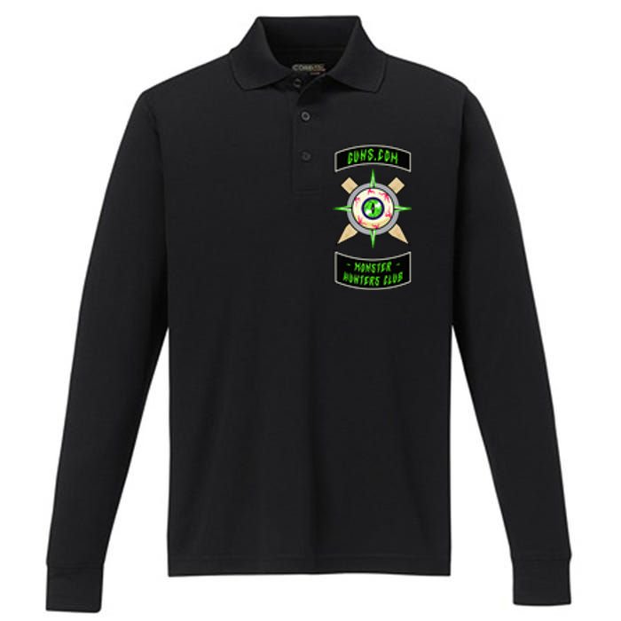 Guns Dot Com Monster Hunters Club Performance Long Sleeve Polo