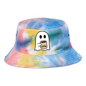 Ghost Drinking Coffee Funny Halloween Costume Coffee Lover Tie Dye Newport Bucket Hat