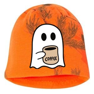 Ghost Drinking Coffee Funny Halloween Costume Coffee Lover Kati - Camo Knit Beanie