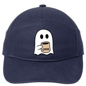 Ghost Drinking Coffee Funny Halloween Costume Coffee Lover 7-Panel Snapback Hat