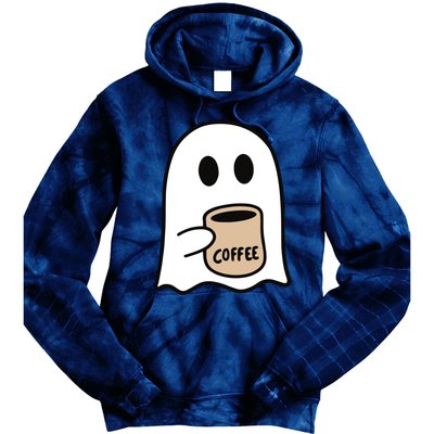 Ghost Drinking Coffee Funny Halloween Costume Coffee Lover Tie Dye Hoodie