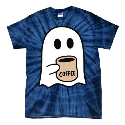 Ghost Drinking Coffee Funny Halloween Costume Coffee Lover Tie-Dye T-Shirt