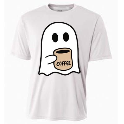 Ghost Drinking Coffee Funny Halloween Costume Coffee Lover Cooling Performance Crew T-Shirt