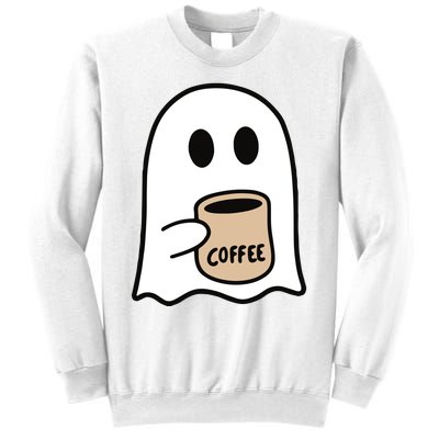 Ghost Drinking Coffee Funny Halloween Costume Coffee Lover Sweatshirt