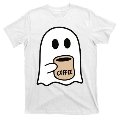 Ghost Drinking Coffee Funny Halloween Costume Coffee Lover T-Shirt