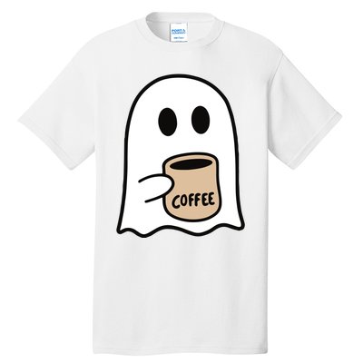 Ghost Drinking Coffee Funny Halloween Costume Coffee Lover Tall T-Shirt