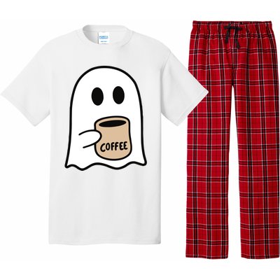 Ghost Drinking Coffee Funny Halloween Costume Coffee Lover Pajama Set