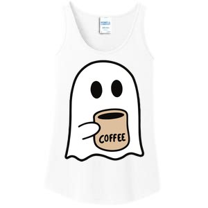 Ghost Drinking Coffee Funny Halloween Costume Coffee Lover Ladies Essential Tank