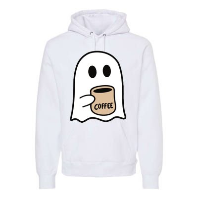 Ghost Drinking Coffee Funny Halloween Costume Coffee Lover Premium Hoodie