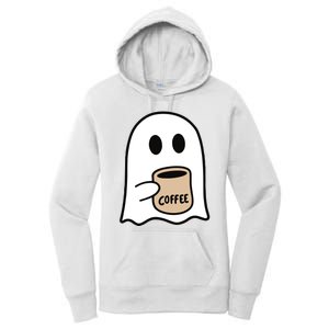 Ghost Drinking Coffee Funny Halloween Costume Coffee Lover Women's Pullover Hoodie