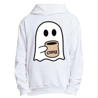 Ghost Drinking Coffee Funny Halloween Costume Coffee Lover Urban Pullover Hoodie