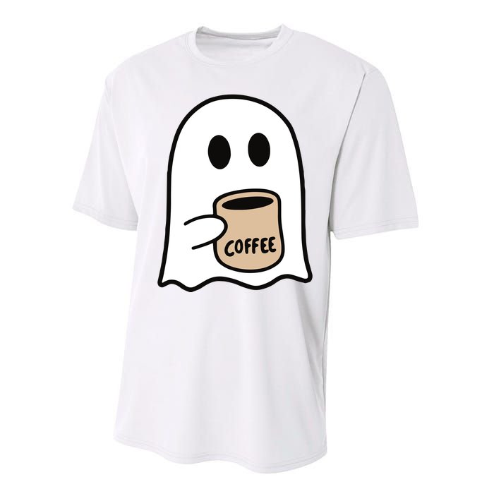 Ghost Drinking Coffee Funny Halloween Costume Coffee Lover Performance Sprint T-Shirt