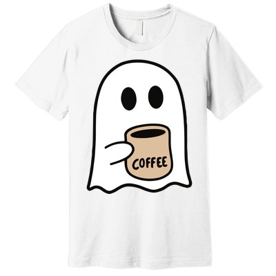 Ghost Drinking Coffee Funny Halloween Costume Coffee Lover Premium T-Shirt