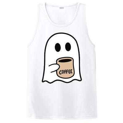 Ghost Drinking Coffee Funny Halloween Costume Coffee Lover PosiCharge Competitor Tank