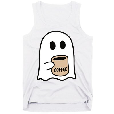 Ghost Drinking Coffee Funny Halloween Costume Coffee Lover Tank Top