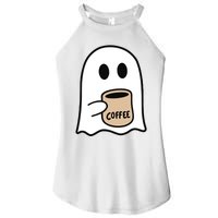 Ghost Drinking Coffee Funny Halloween Costume Coffee Lover Women's Perfect Tri Rocker Tank