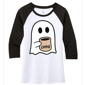 Ghost Drinking Coffee Funny Halloween Costume Coffee Lover Women's Tri-Blend 3/4-Sleeve Raglan Shirt