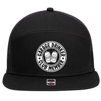 Garage Drinker Club Member Day Drinking Dad Beer Garage 7 Panel Mesh Trucker Snapback Hat