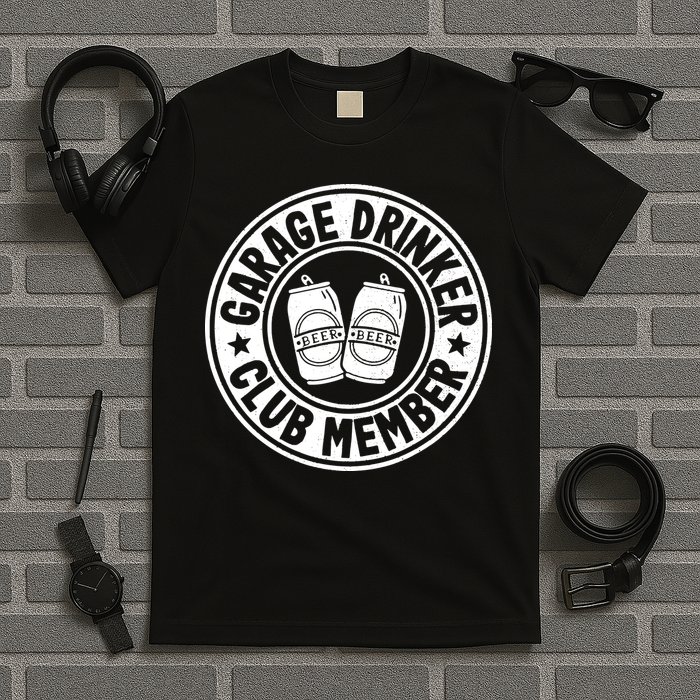 Garage Drinker Club Member Day Drinking Dad Beer Garage T-Shirt