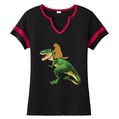 Groundhog Day Dinosaur Gift Shadow Ladies Halftime Notch Neck Tee