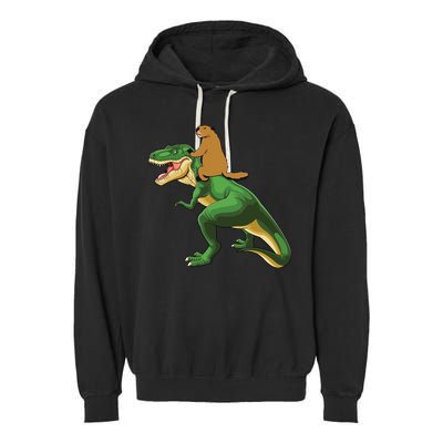 Groundhog Day Dinosaur Gift Shadow Garment-Dyed Fleece Hoodie
